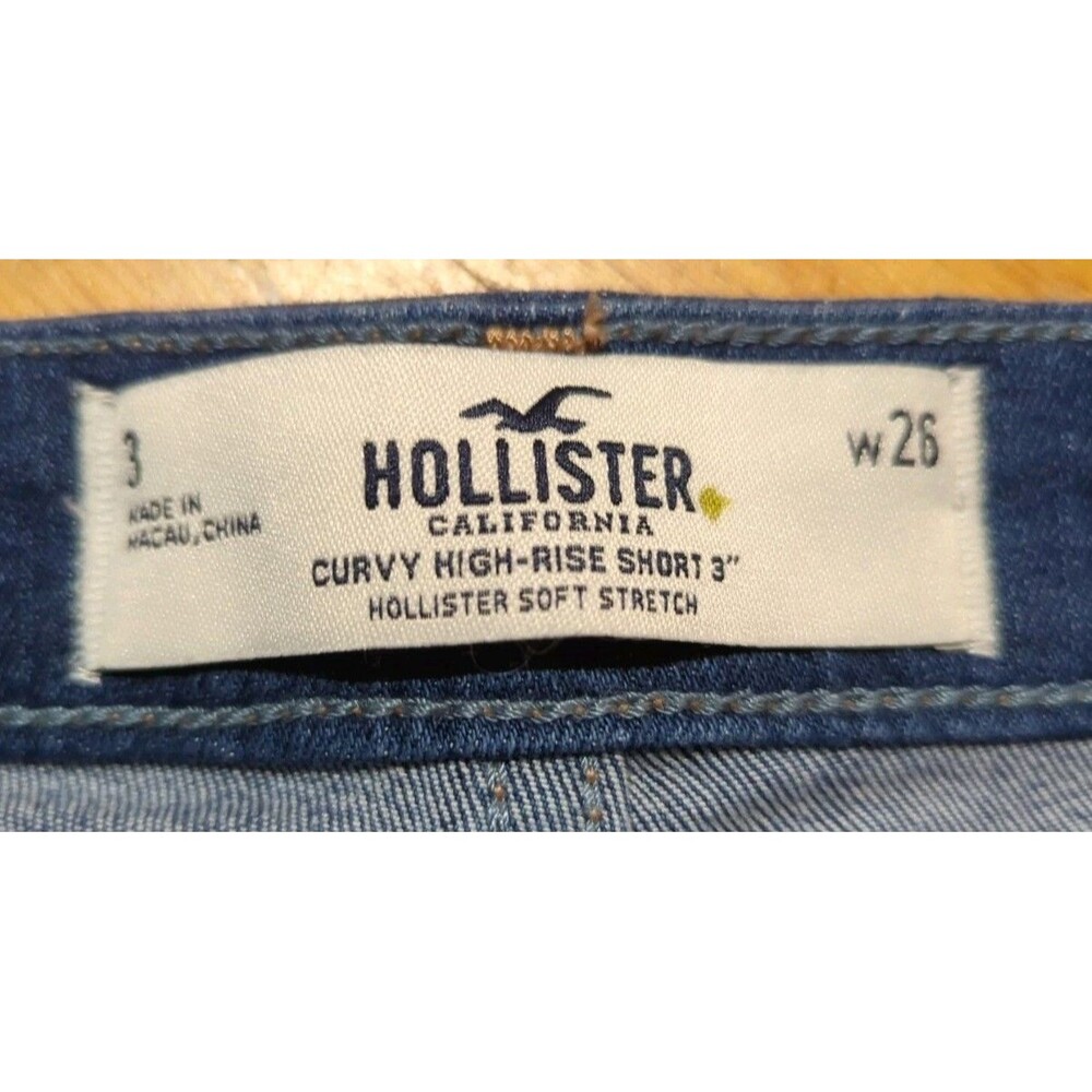 New Hollister Women's Size 26" Curvy High Rise Denim Shorts Patchwork 3" Inseam - Picture 3 of 6